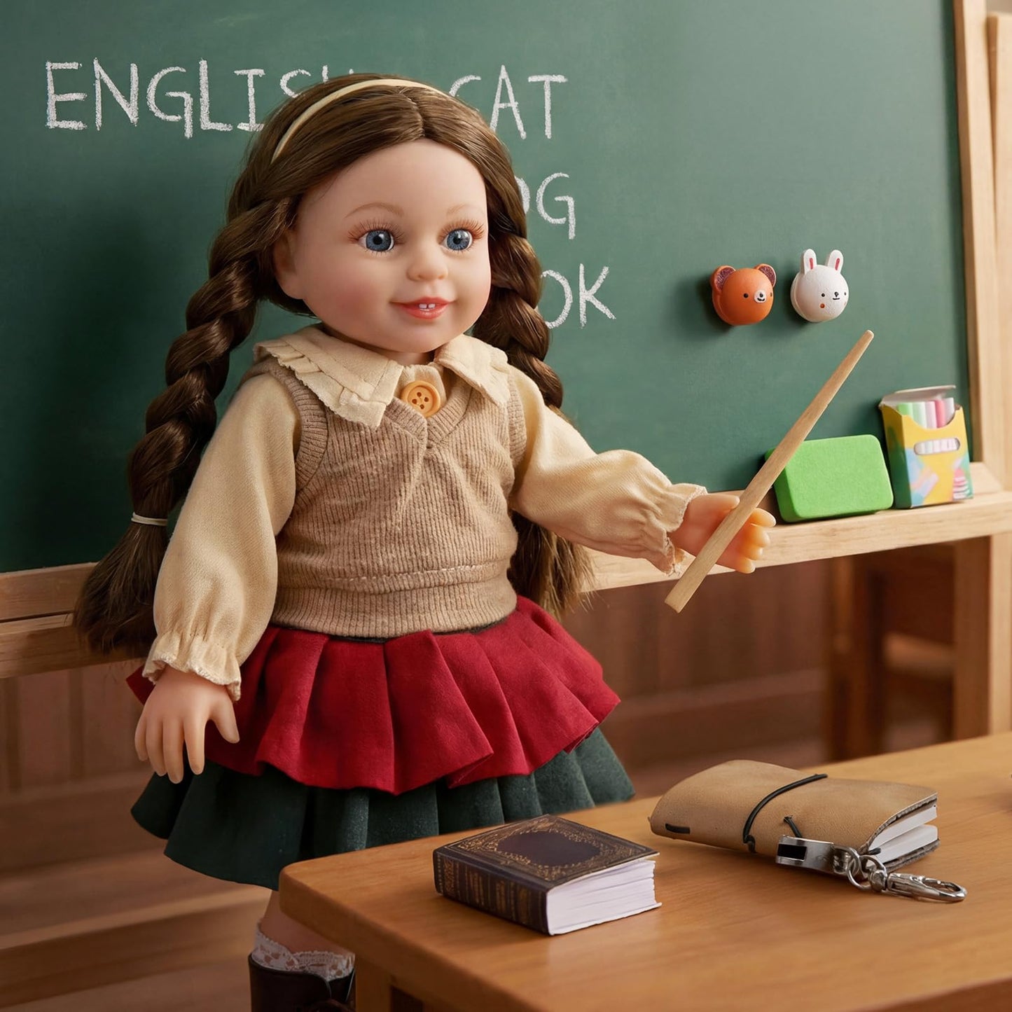 BABESIDE American Realistic 16-Inch Teacher Doll with Classroom Accessories