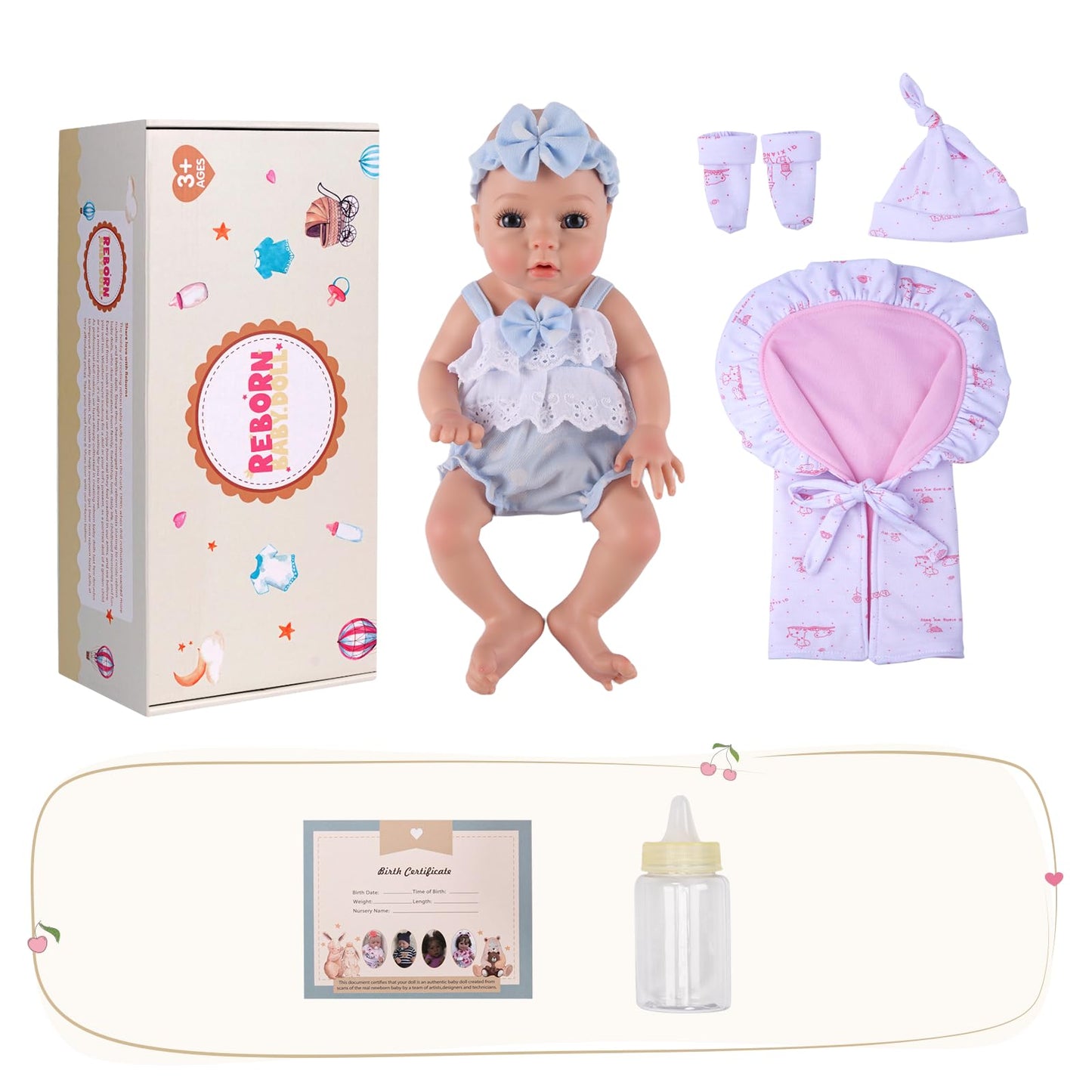 BABESIDE 12-Inch Lifelike Reborn Doll Terry – Silicone Full-Body Realistic Baby Toy