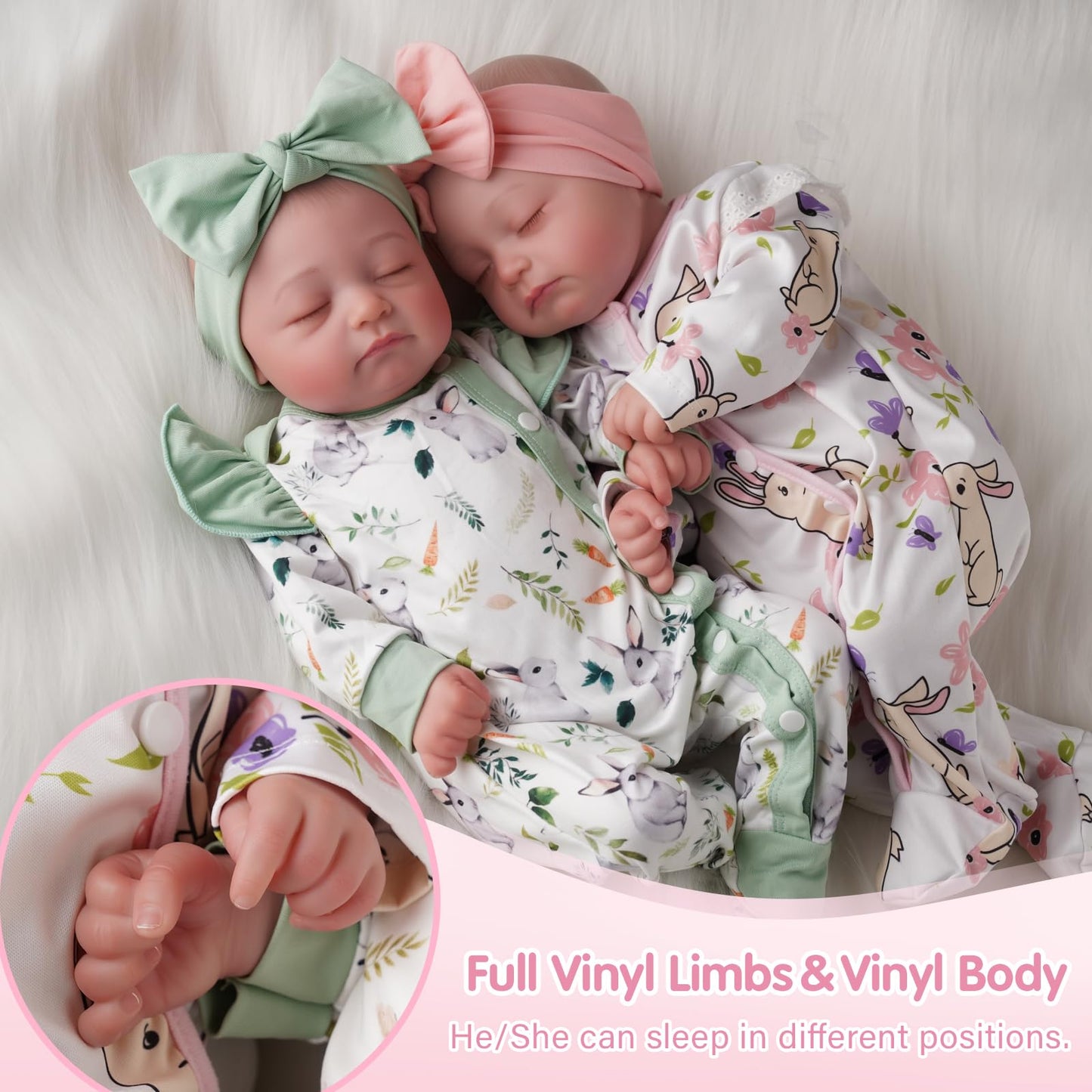 BABESIDE Lifelike Twins Dolls – 20-Inch Realistic Reborn Baby Twins with Accessories (3+)