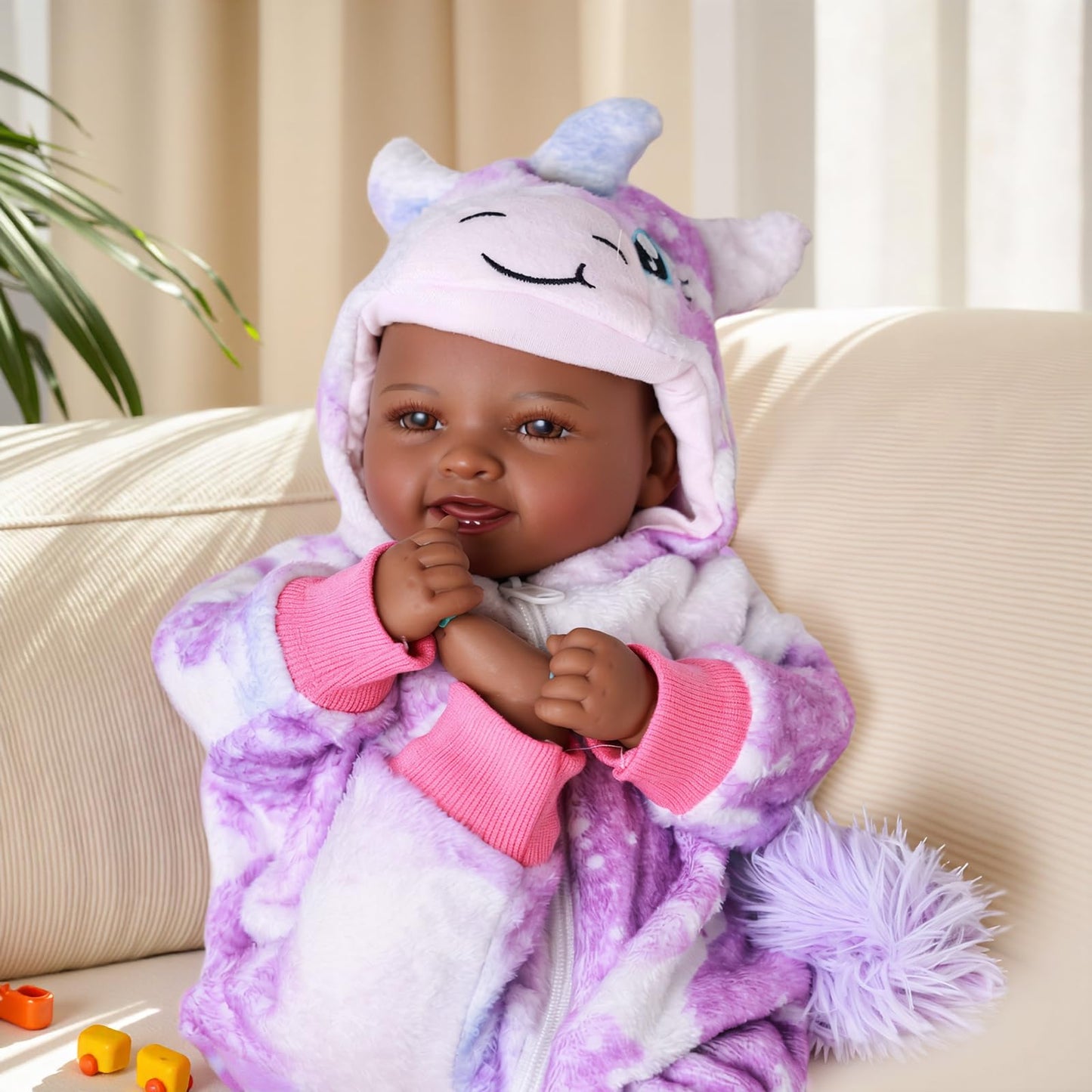 BABESIDE Value 5-Piece Black Baby Doll Set — 15-Inch Lifelike Doll, Outfit, Birth Certificate, Bottle & Magnetic Pacifier
