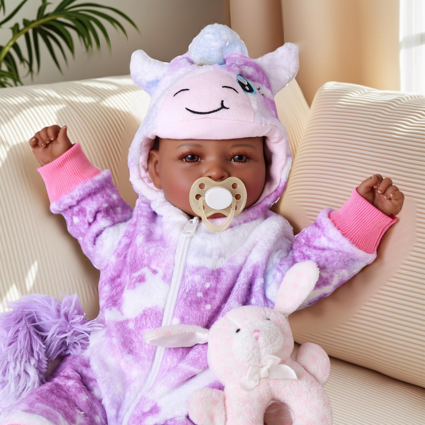 BABESIDE Value 5-Piece Black Baby Doll Set — 15-Inch Lifelike Doll, Outfit, Birth Certificate, Bottle & Magnetic Pacifier