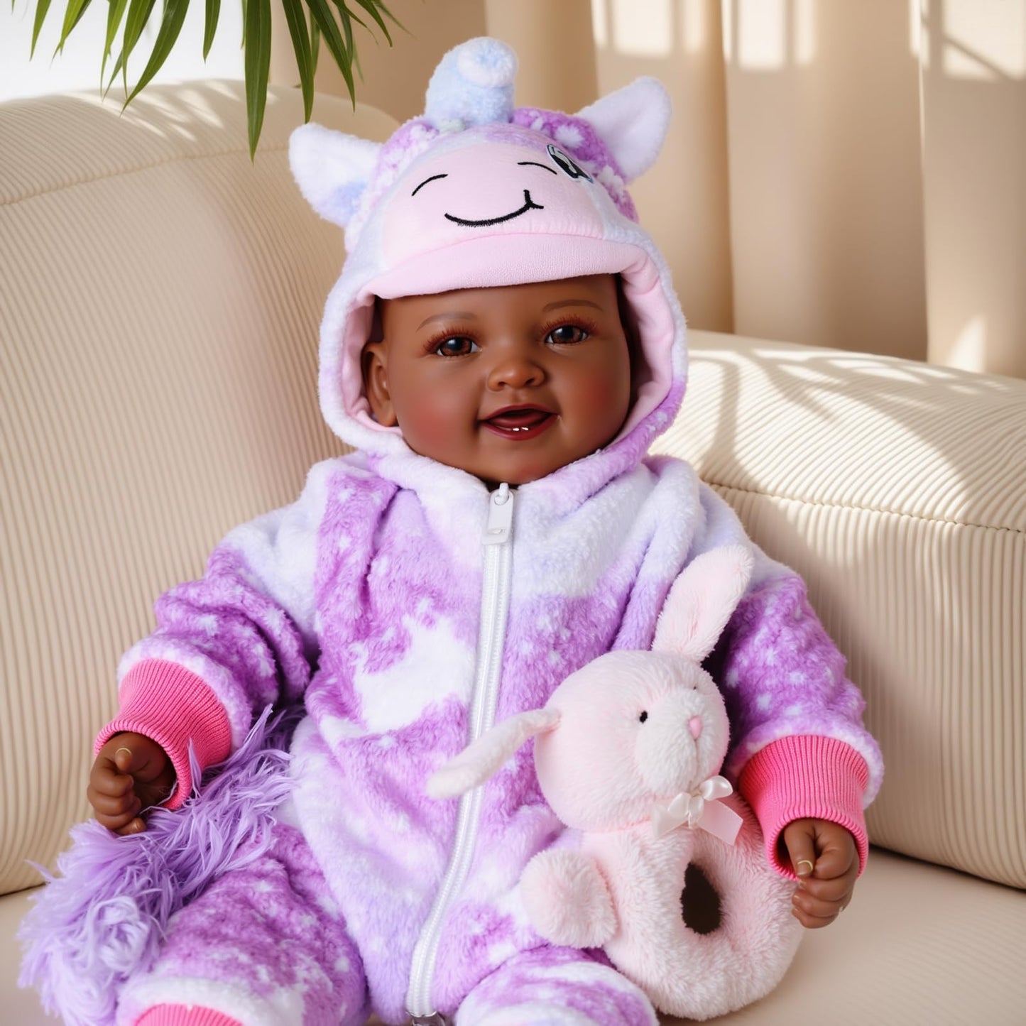BABESIDE Value 5-Piece Black Baby Doll Set — 15-Inch Lifelike Doll, Outfit, Birth Certificate, Bottle & Magnetic Pacifier