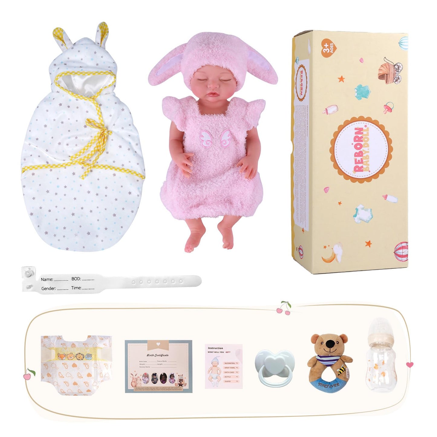 BABESIDE 16-Inch Silicone Baby Doll | Full Body Platinum Silicone, Realistic Sleeping Newborn