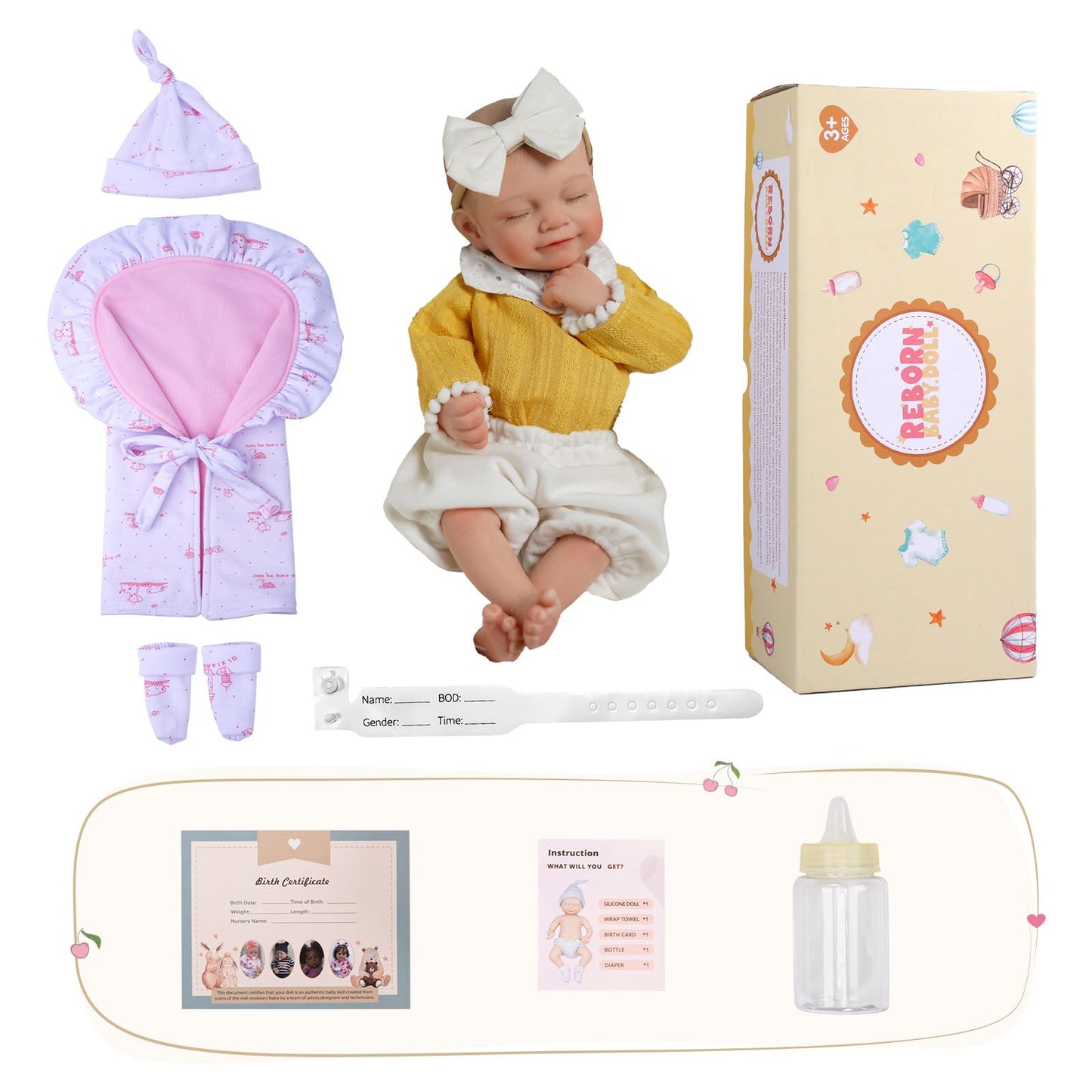 BABESIDE Full Body Silicone Reborn Baby Doll - 12 Inch, 3 lb, Realistic Newborn with Accessories & Gift Box