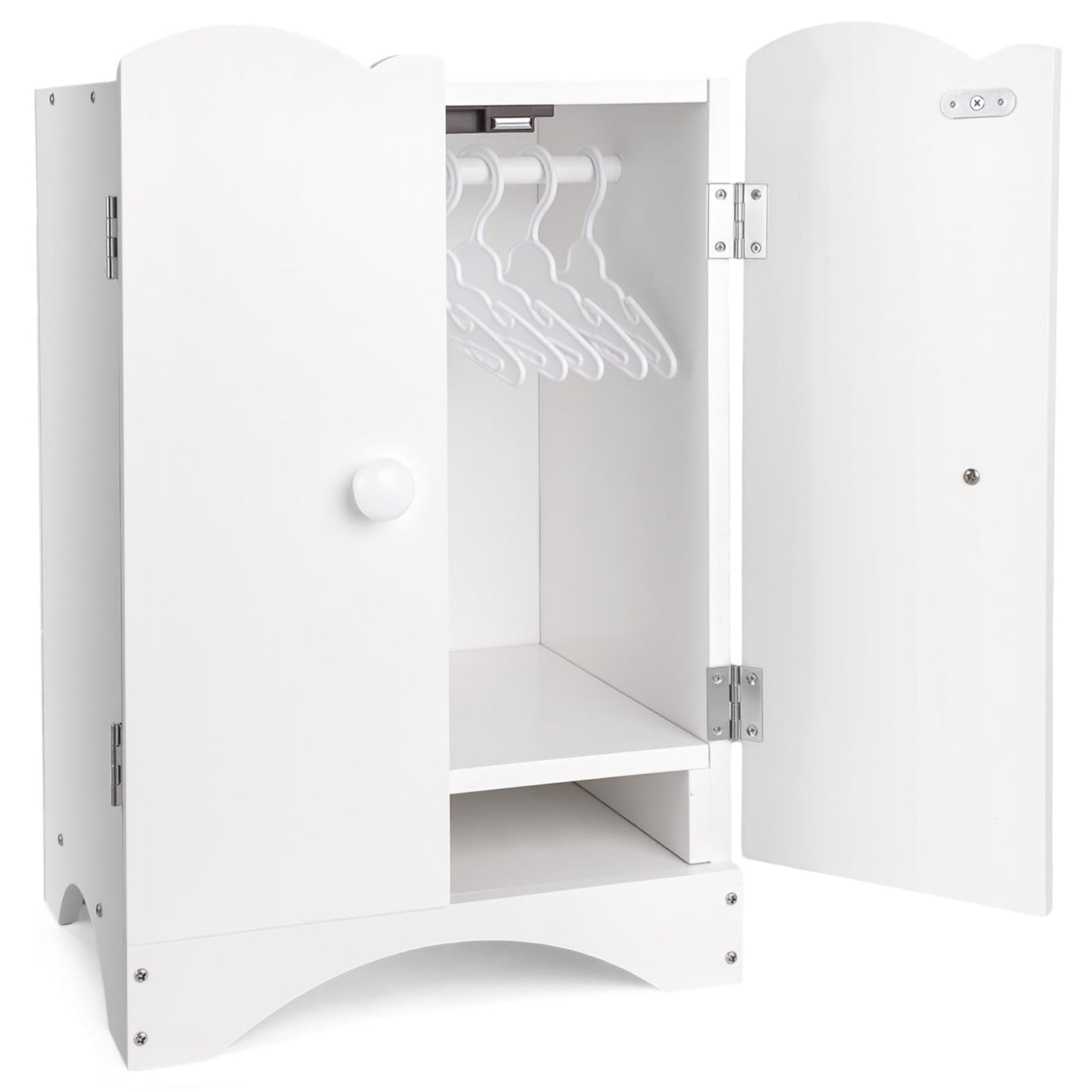 BABESIDE Wooden Doll Closet for 12-16 Inch Dolls | Wardrobe with 10 Hangers