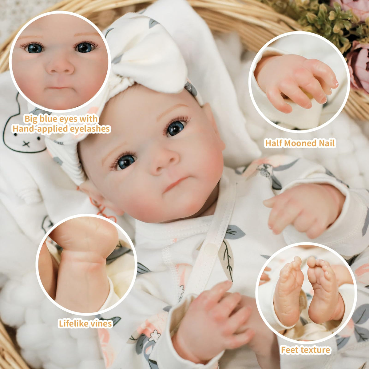 Babeviimt Lifelike Reborn Baby Dolls – 20-Inch Poseable Realistic Baby Girl