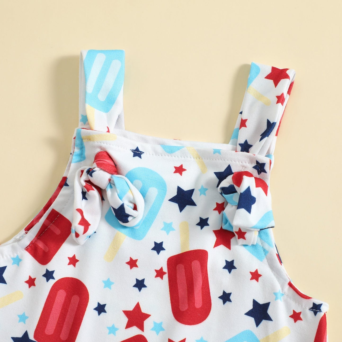 Babies’ Printed Front Knotted Suspender Pants
