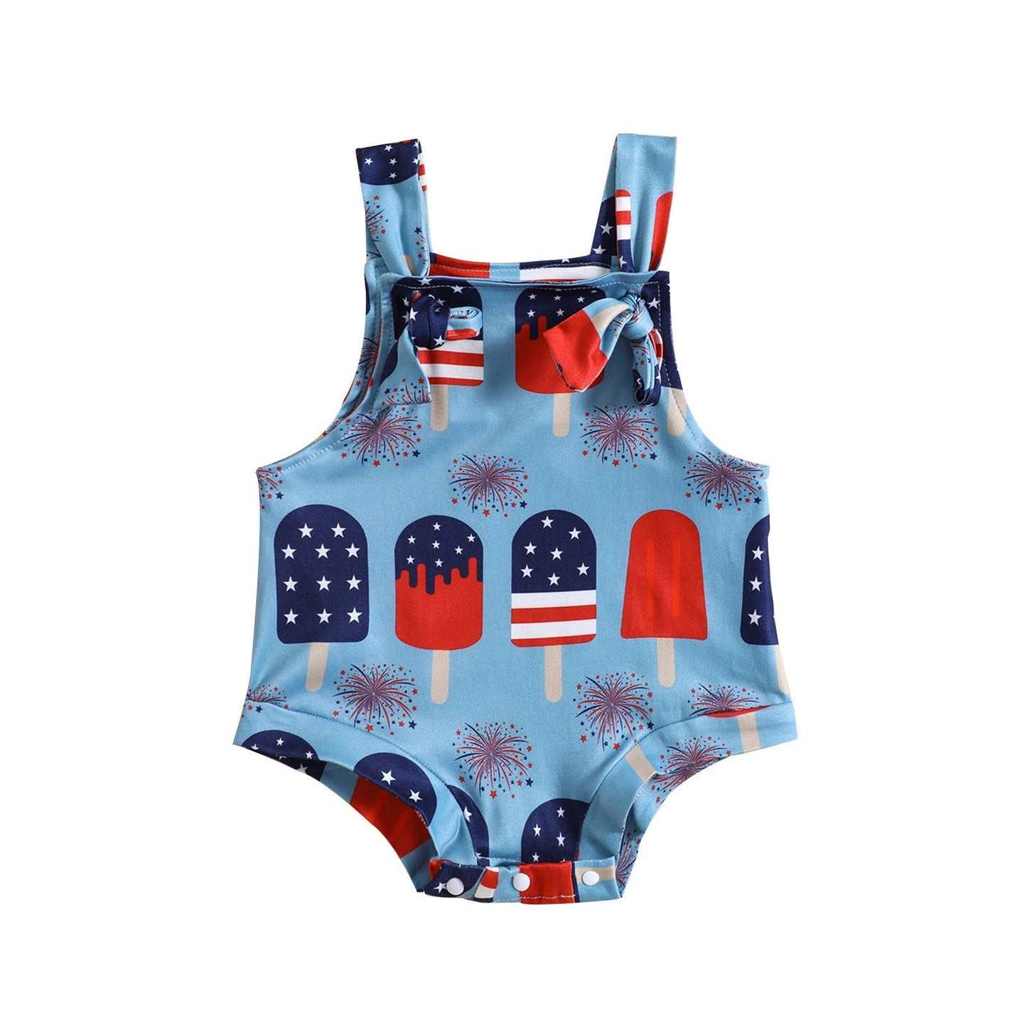Babies’ Printed Front Knotted Suspender Pants
