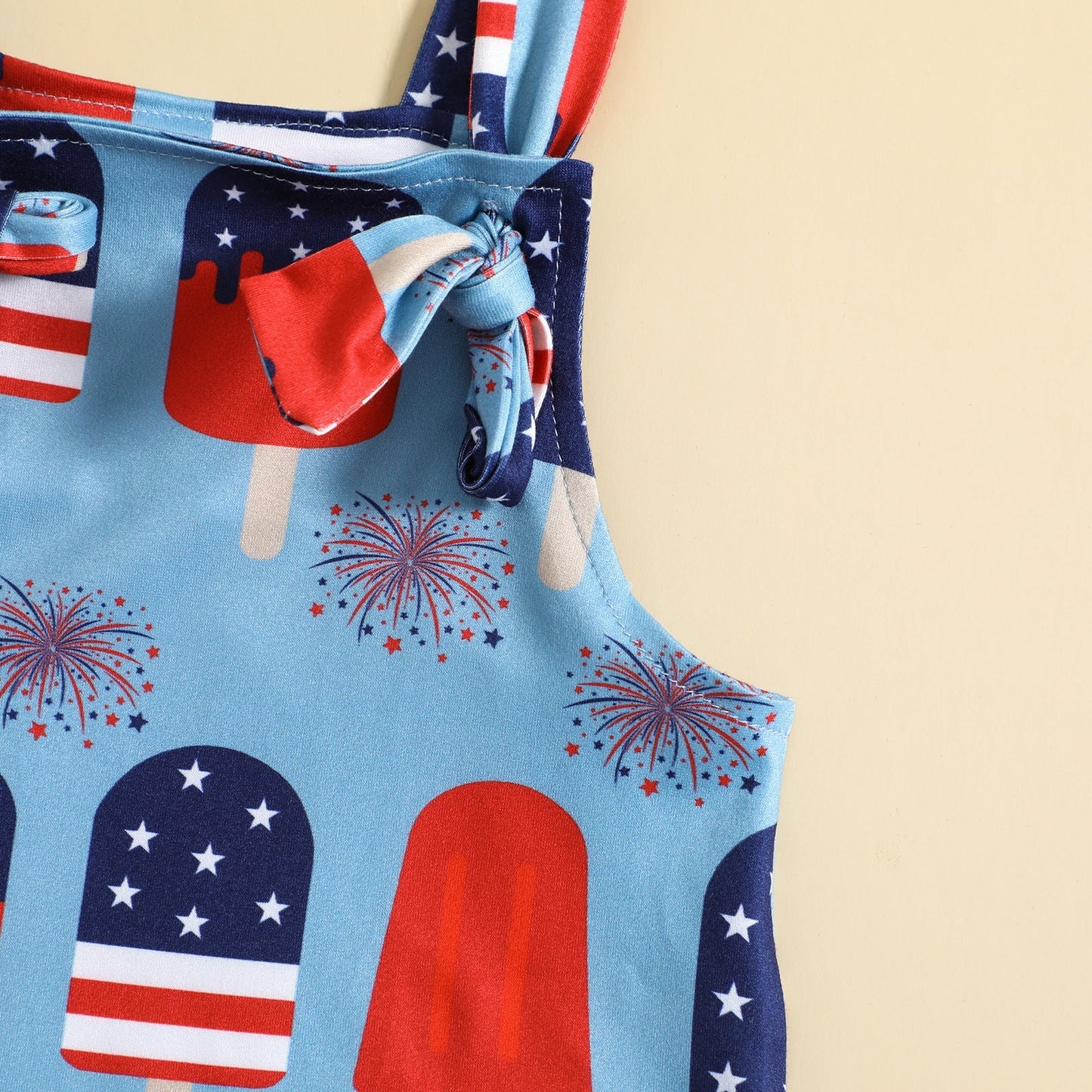 Babies’ Printed Front Knotted Suspender Pants