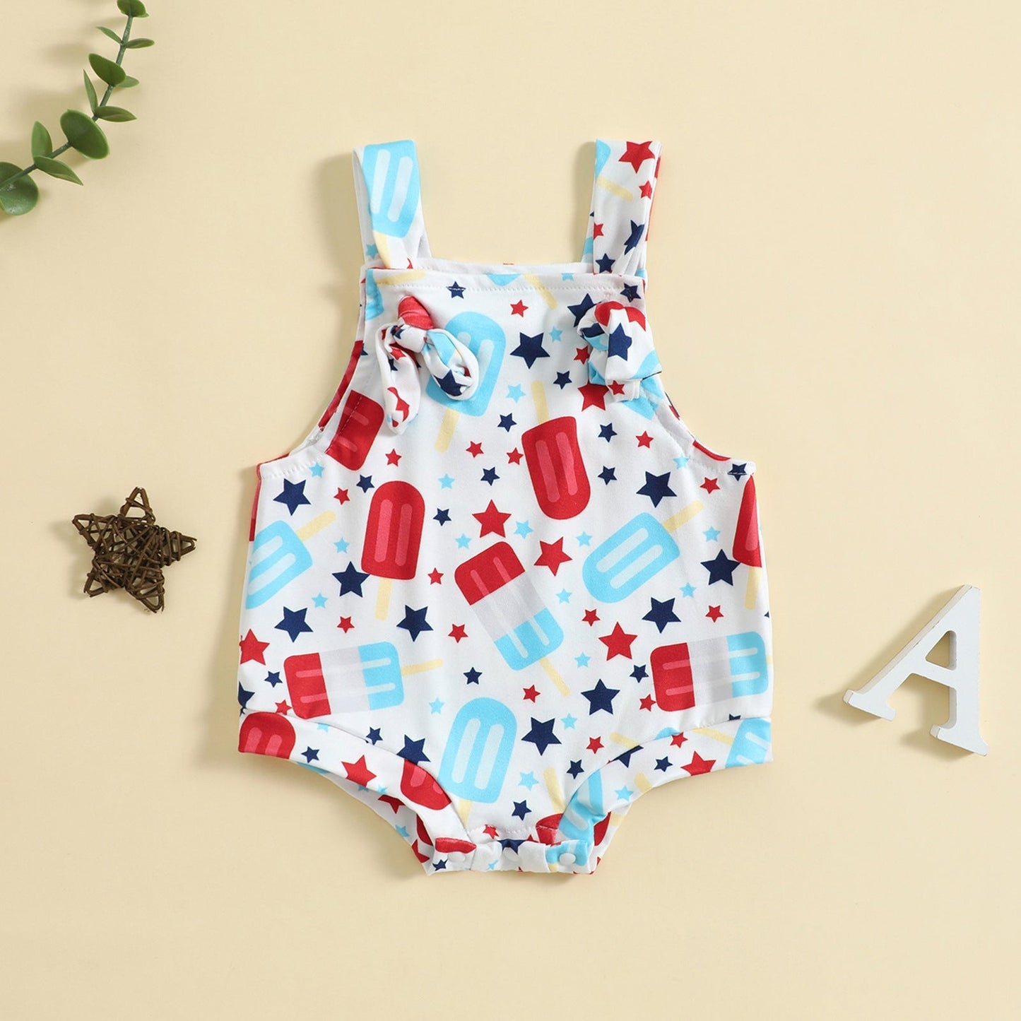 Babies’ Printed Front Knotted Suspender Pants