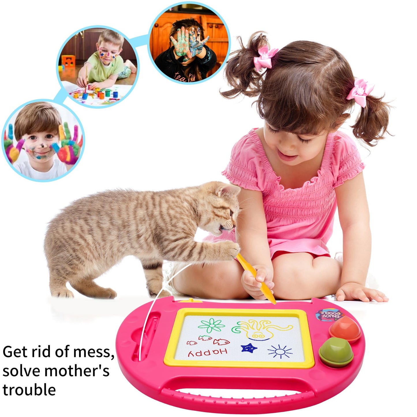 BABLOCVID Magnetic Drawing Board for Toddlers – Erasable Doodle Table for 18 Months+