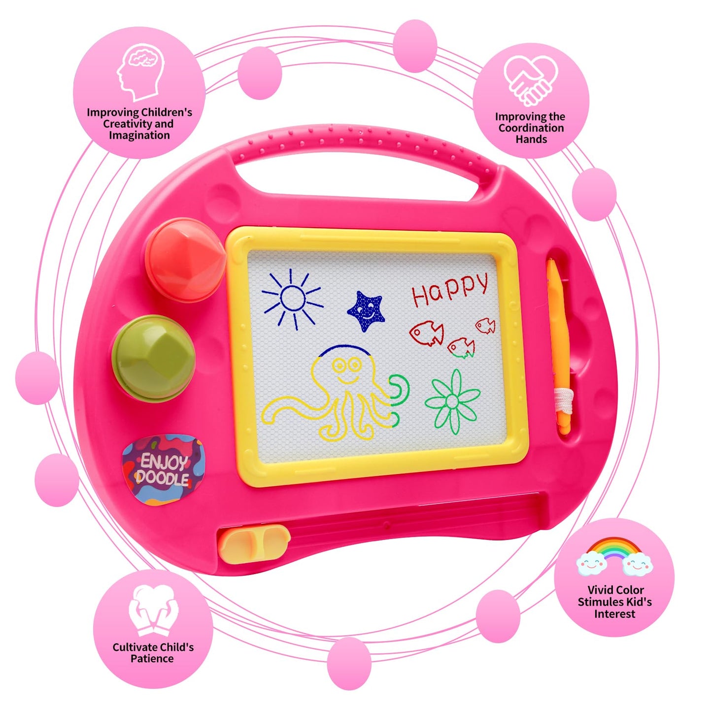 BABLOCVID Magnetic Drawing Board for Toddlers – Erasable Doodle Table for 18 Months+