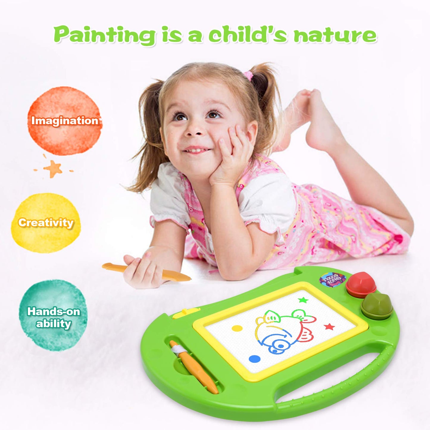 BABLOCVID Magnetic Drawing Board for Toddlers – Erasable Doodle Board, Educational Toy Gift