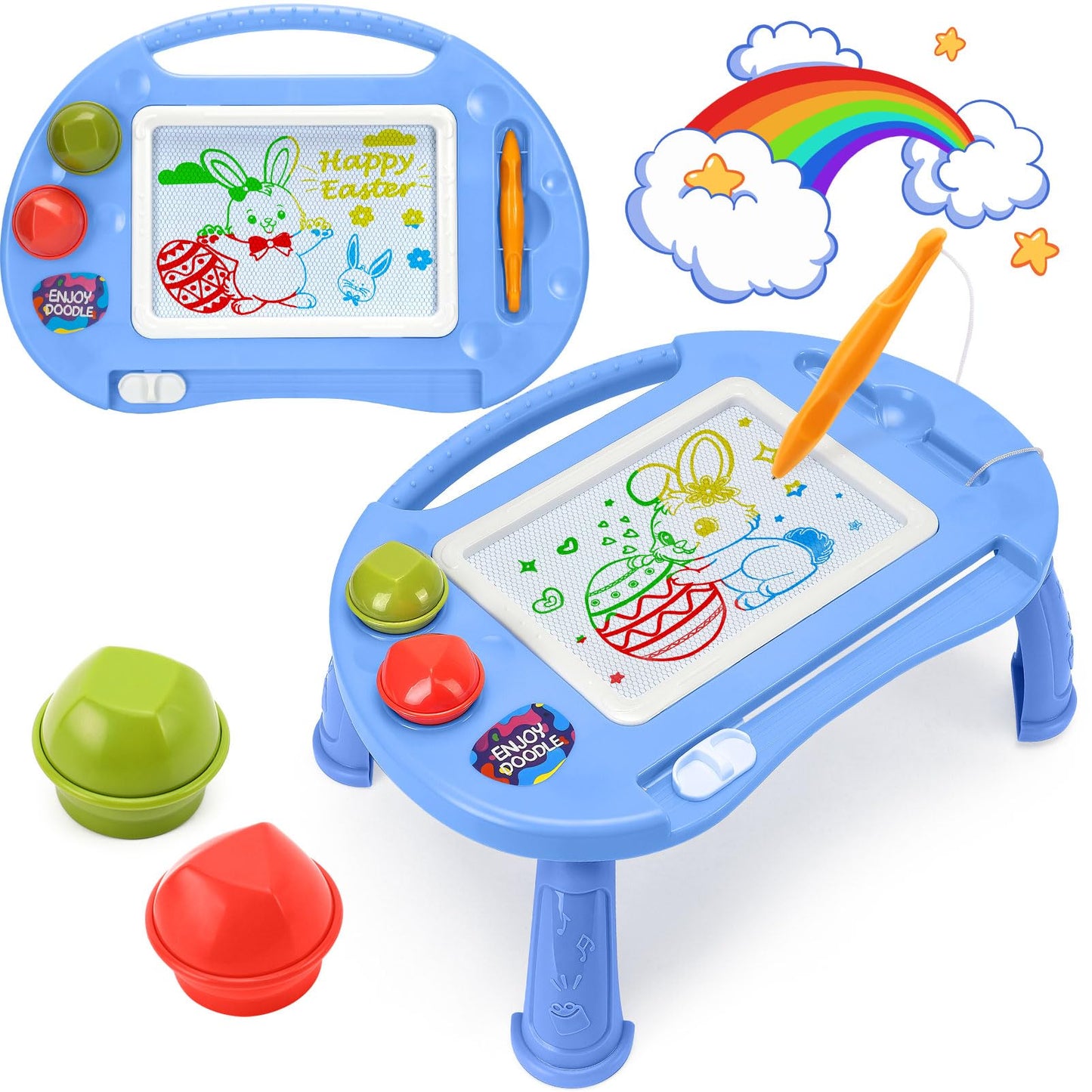 BABLOCVID Magnetic Drawing Board for Toddlers – 4-Color Erasable Doodle Table