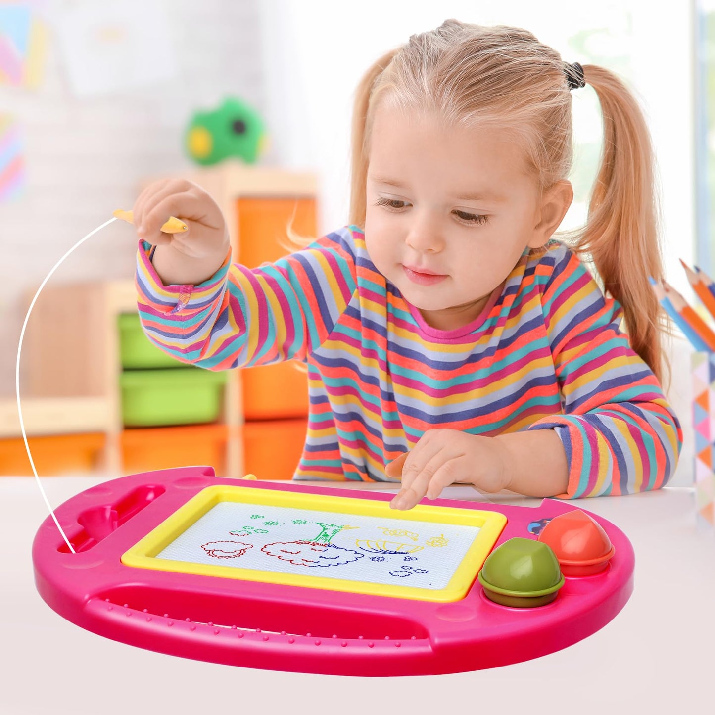 BABLOCVID Magnetic Drawing Board for Toddlers – Erasable Doodle Table for 18 Months+