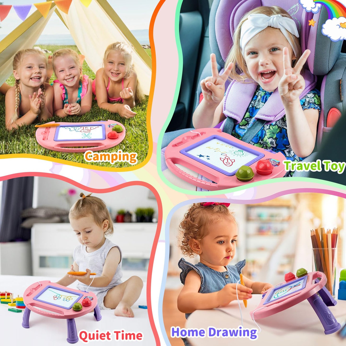 BABLOCVID Magnetic Doodle Board for Toddlers - Colorful Educational Toy for 1-3 Year Olds