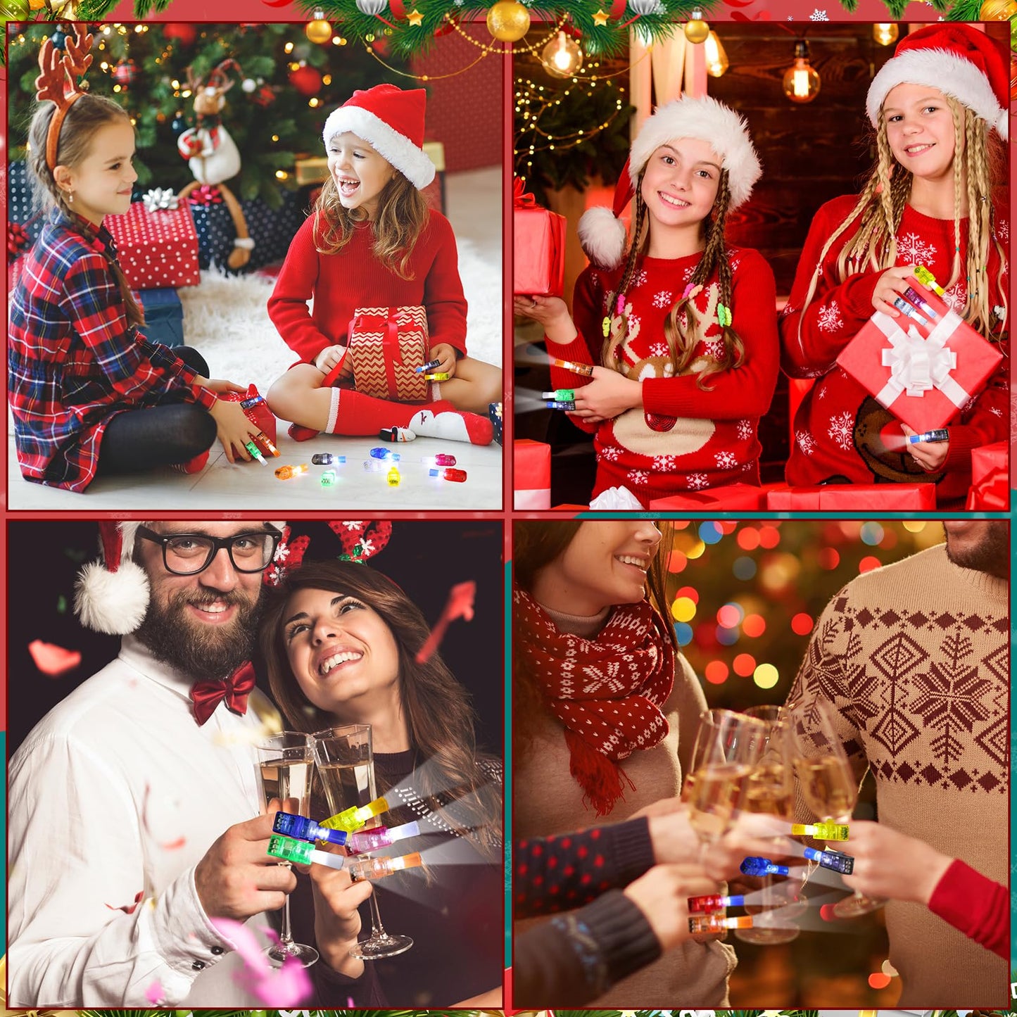 BABORUI Christmas Finger Lights – 16 LED Party Favors for Kids