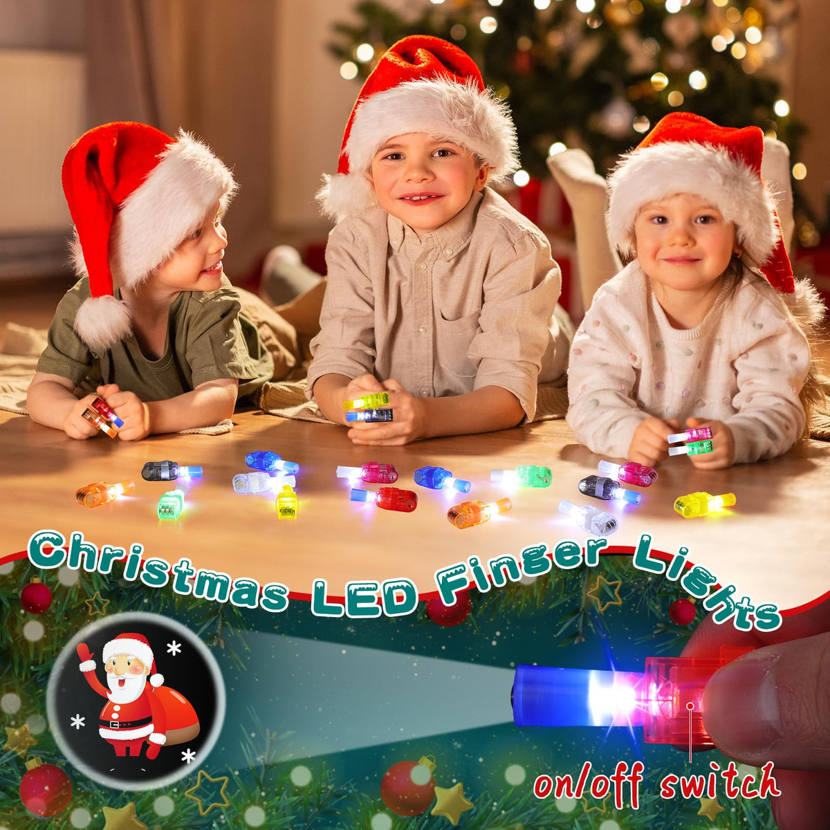 BABORUI Christmas Finger Lights – 16 LED Party Favors for Kids