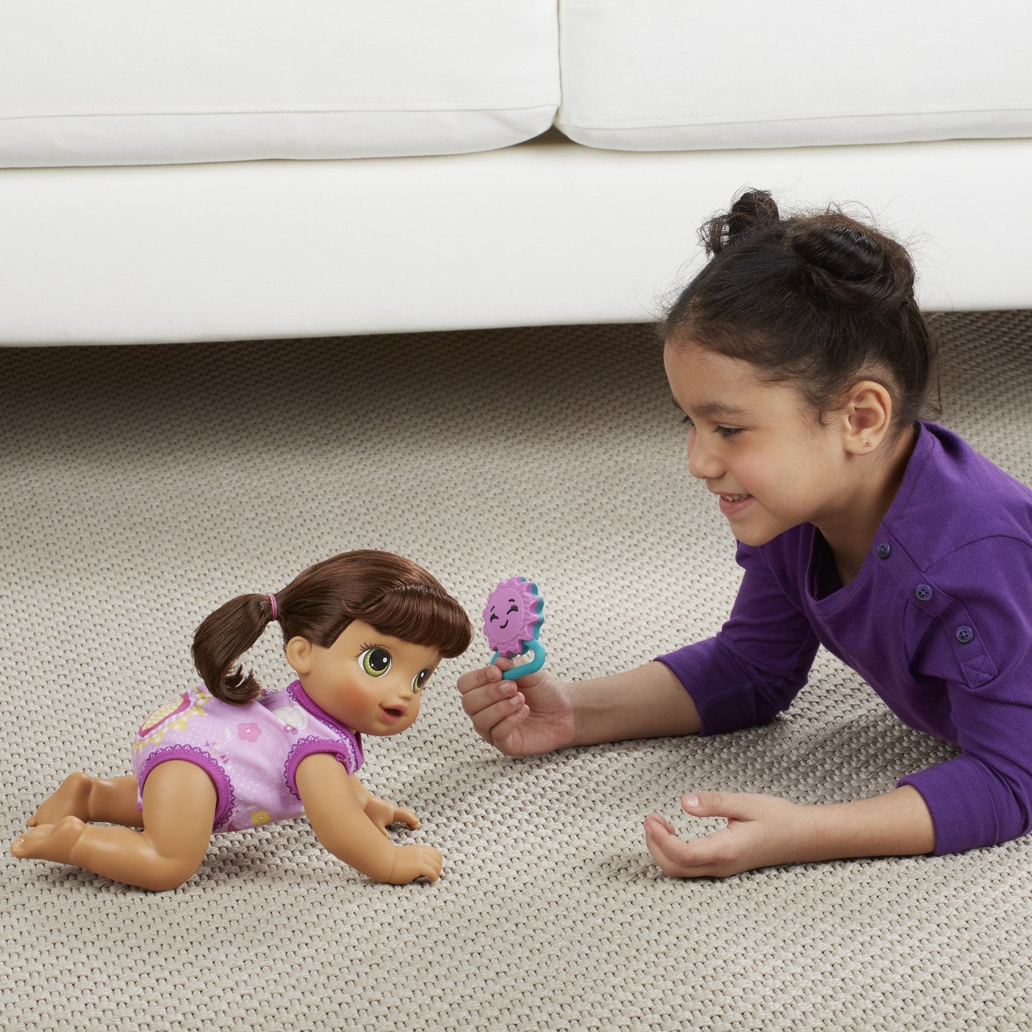 Baby Alive Baby Go Bye Bye Brunette Doll – Crawls, Talks, Feeds, Wets & Carrier