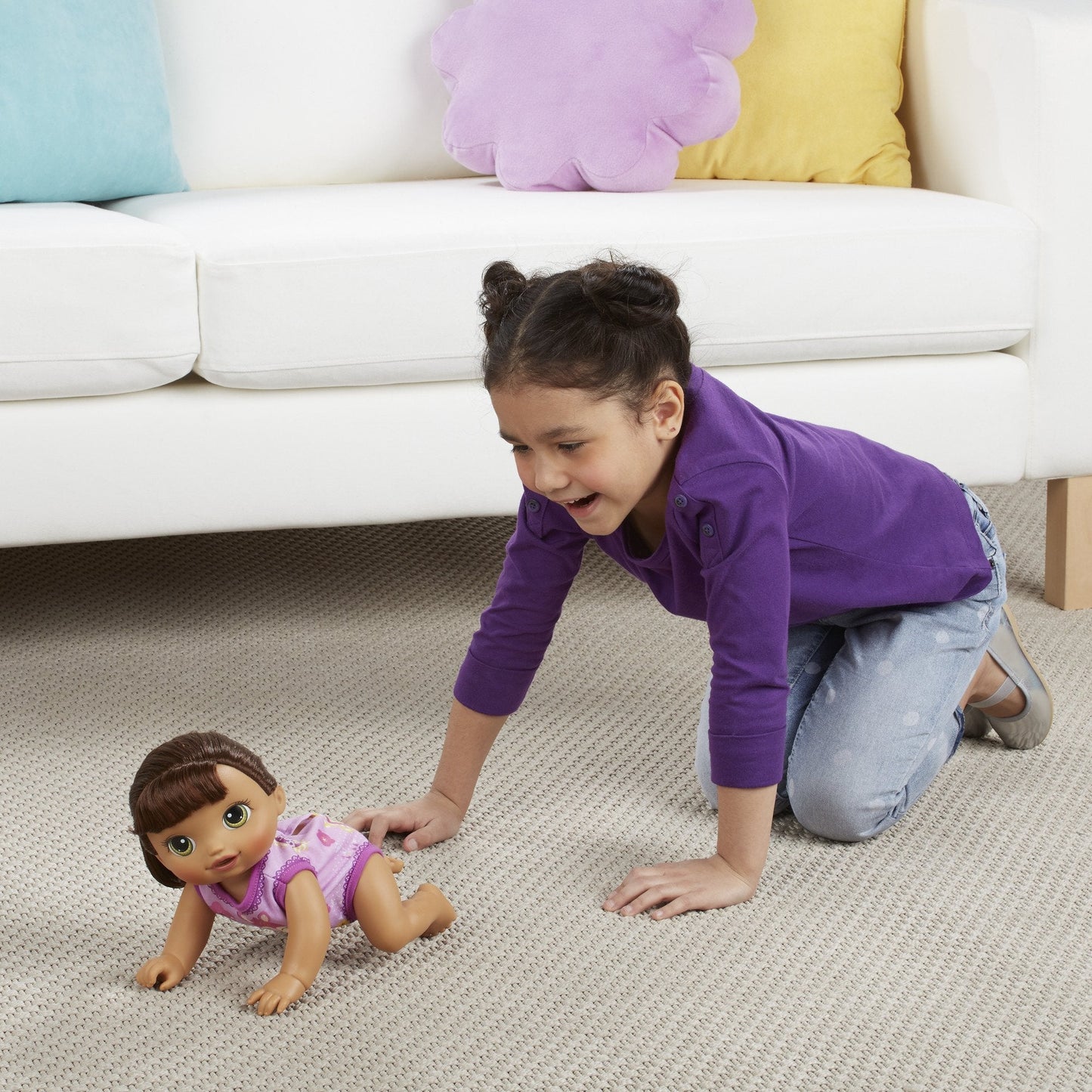 Baby Alive Baby Go Bye Bye Brunette Doll – Crawls, Talks, Feeds, Wets & Carrier