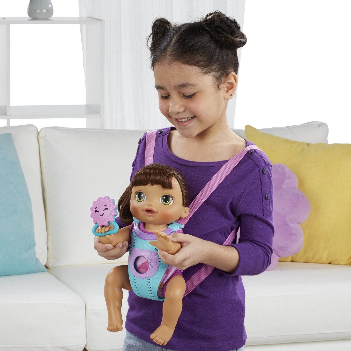 Baby Alive Baby Go Bye Bye Brunette Doll – Crawls, Talks, Feeds, Wets & Carrier