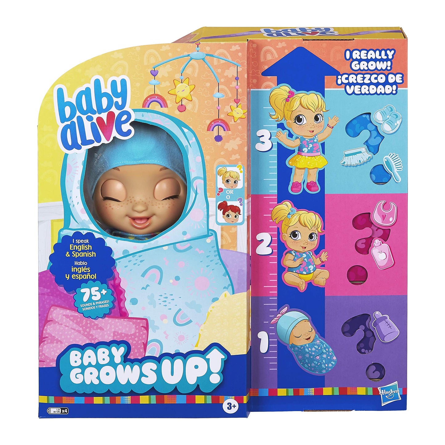 Baby Alive Baby Grows Up Happy – 3-in-1 Growing Doll with 75+ Sounds