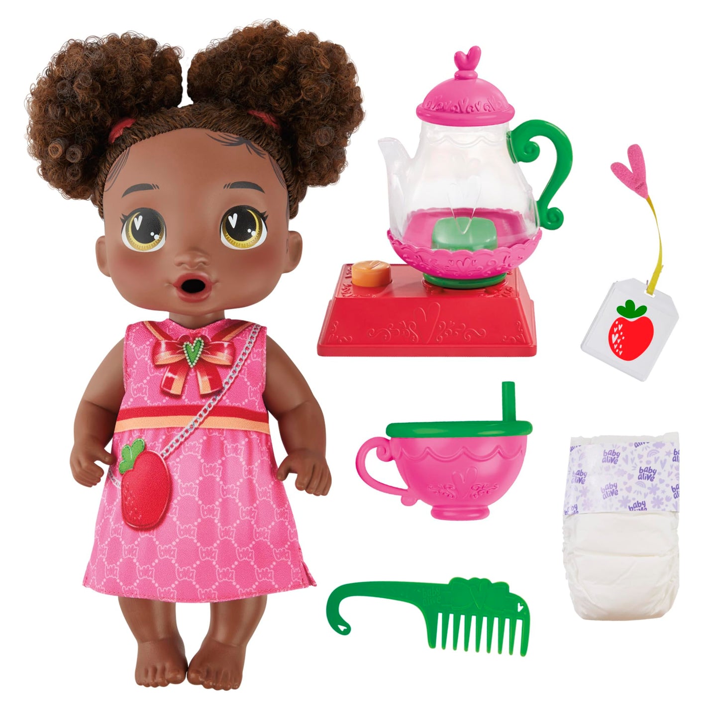 Baby Alive Bubbly Tea Party Berry Boo Doll – 11in with Teapot Accessories
