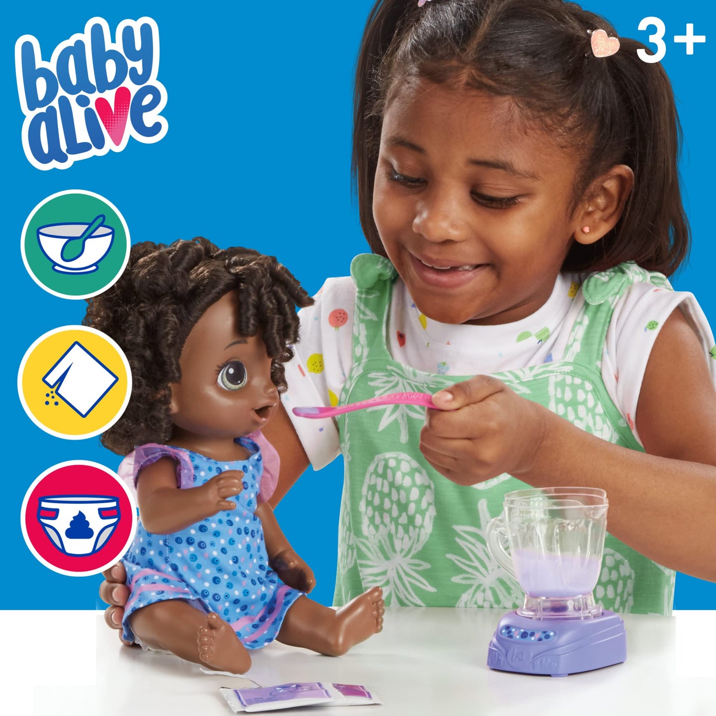 Baby Alive Magical Mixer Blueberry Blast Doll – Blender, Drinks & Wets (Ages 3+)