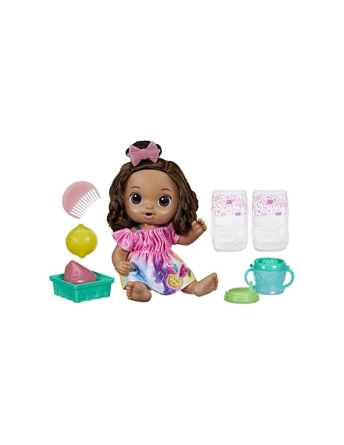 Baby Alive Fruity Sips Doll – 12-Inch Lemon, Pretend Juicer, Drinks & Wets