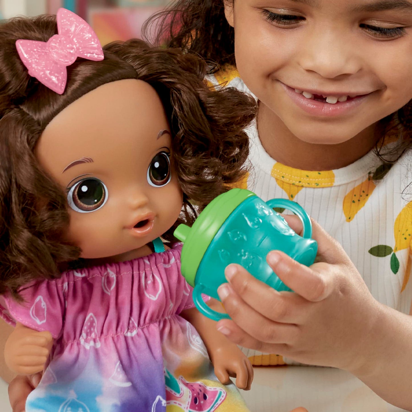 Baby Alive Fruity Sips Doll – 12-Inch Lemon, Pretend Juicer, Drinks & Wets