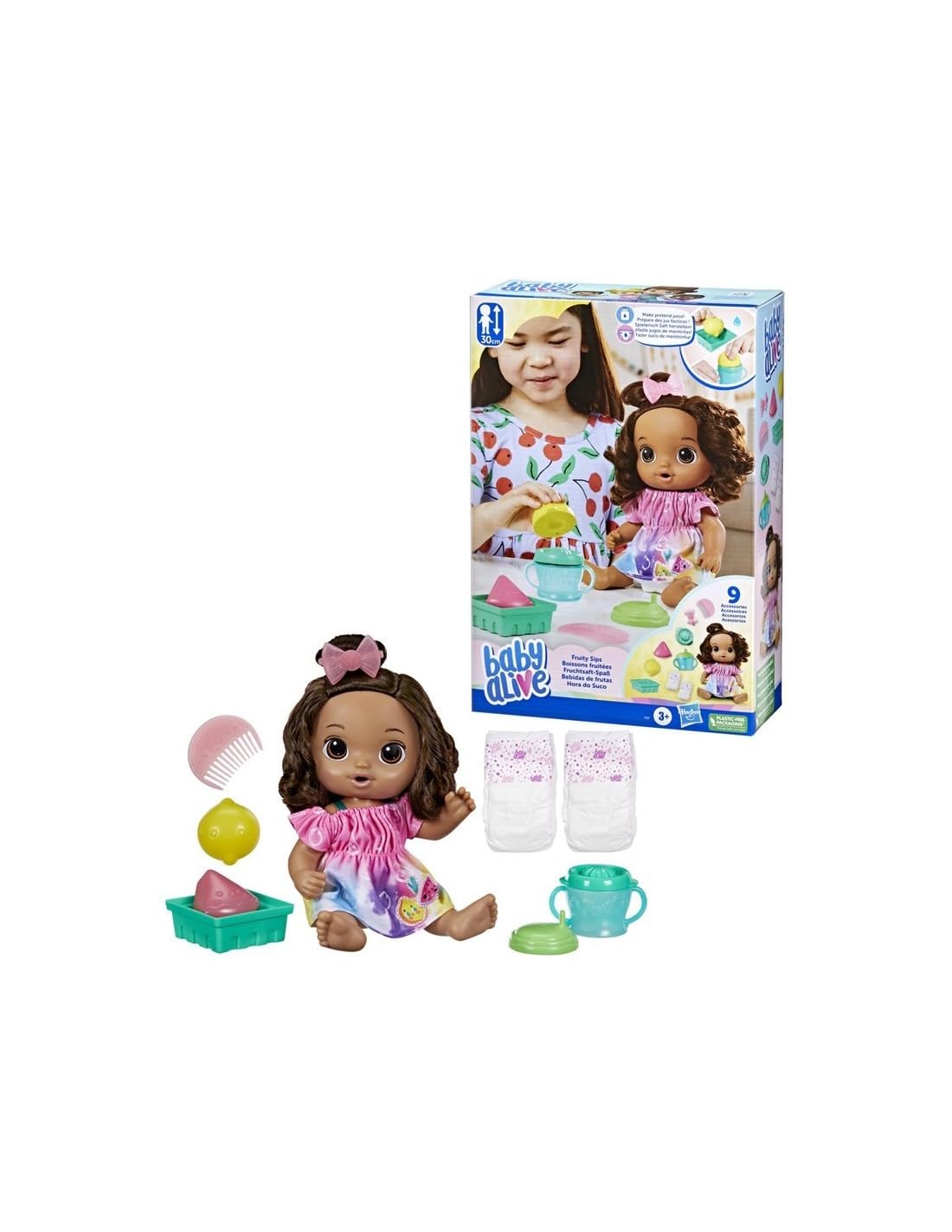Baby Alive Fruity Sips Doll – 12-Inch Lemon, Pretend Juicer, Drinks & Wets