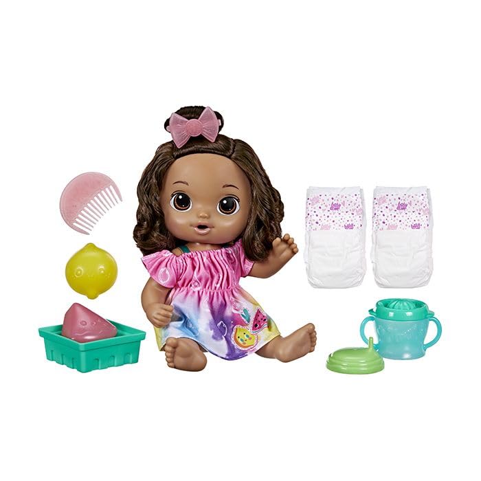 Baby Alive Fruity Sips Doll – 12-Inch Lemon, Pretend Juicer, Drinks & Wets