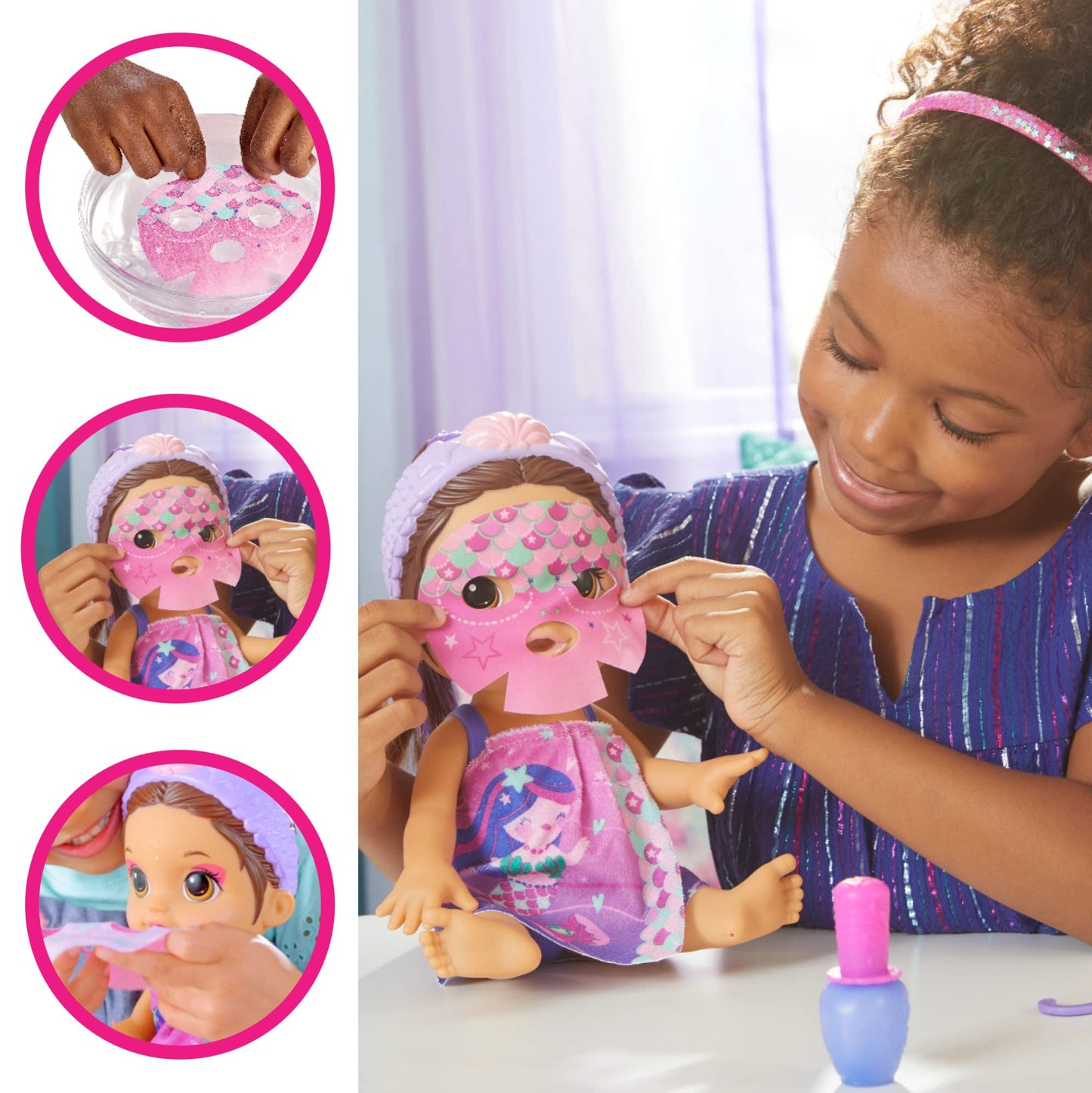 Baby Alive Glam Spa Mermaid Doll – Color Reveal Mani-Pedi & Eye Makeup (12.6-Inch)