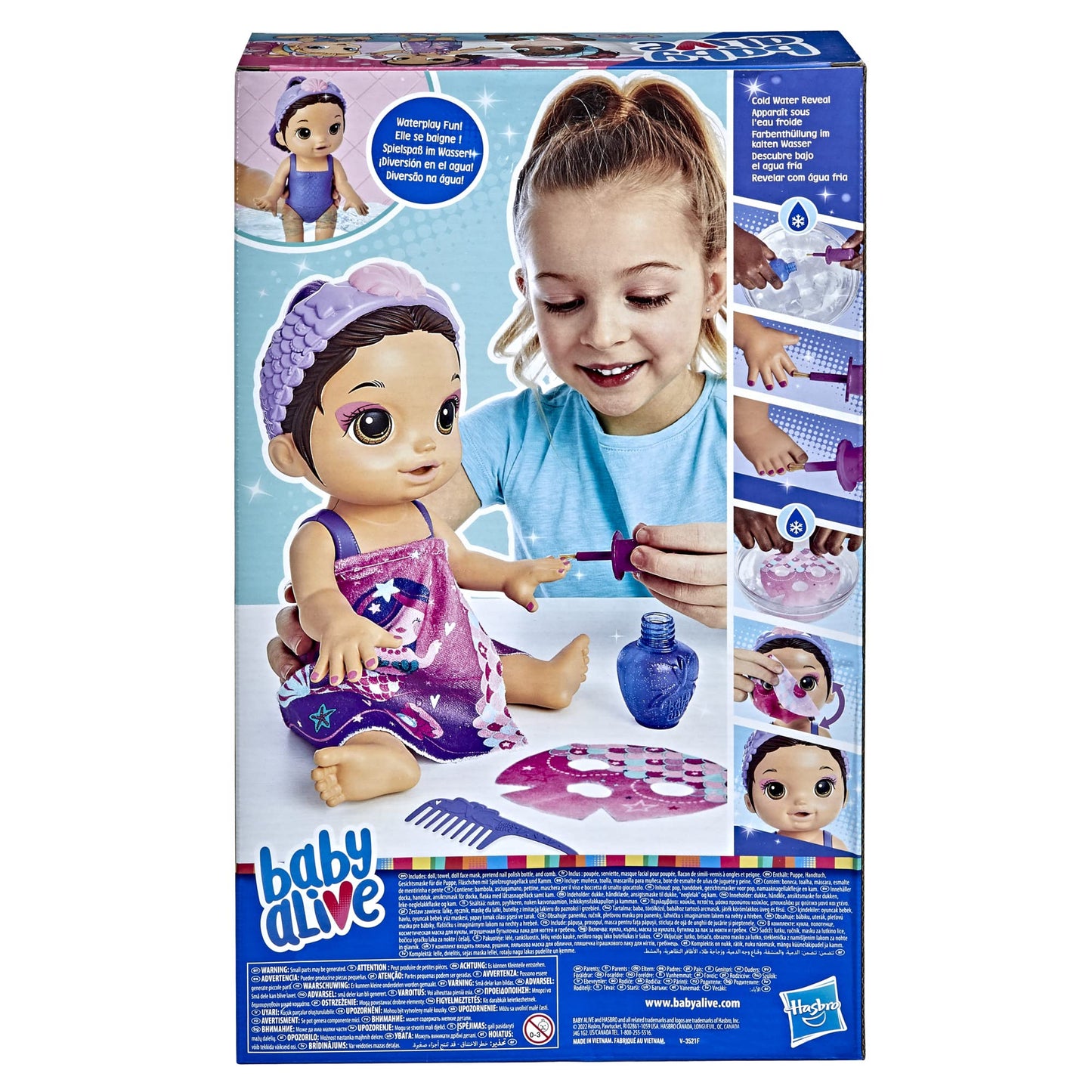 Baby Alive Glam Spa Mermaid Doll – Color Reveal Mani-Pedi & Eye Makeup (12.6-Inch)