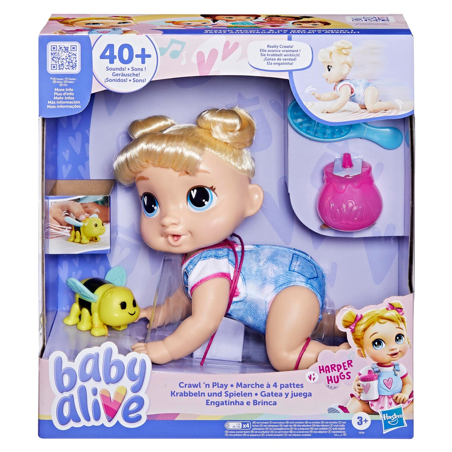 Baby Alive Harper Hugs Crawl 'n Play Electronic Crawling Baby Doll – 10.75 in, 3+