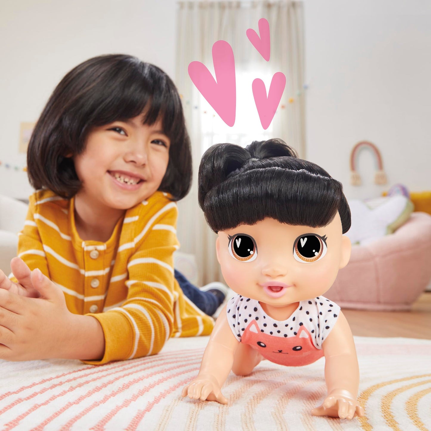 Baby Alive Crawl 'n Play Katie Kat Crawling Baby Doll – 10.75 in, 40+ Sounds