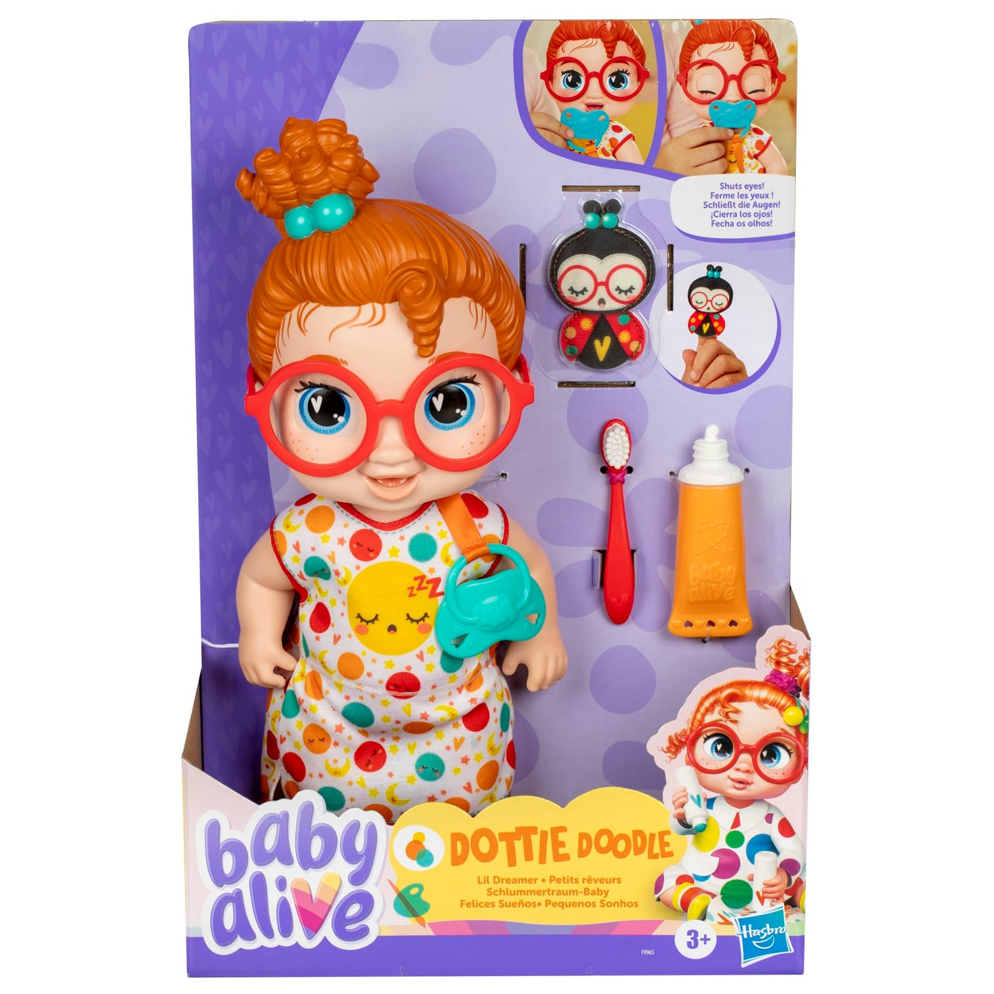 Baby Alive Lil Dreamer Dottie Doodle Sleepy Baby Doll Set - 11in, Red Hair
