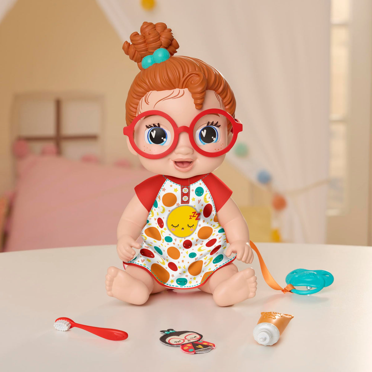 Baby Alive Lil Dreamer Dottie Doodle Sleepy Baby Doll Set - 11in, Red Hair