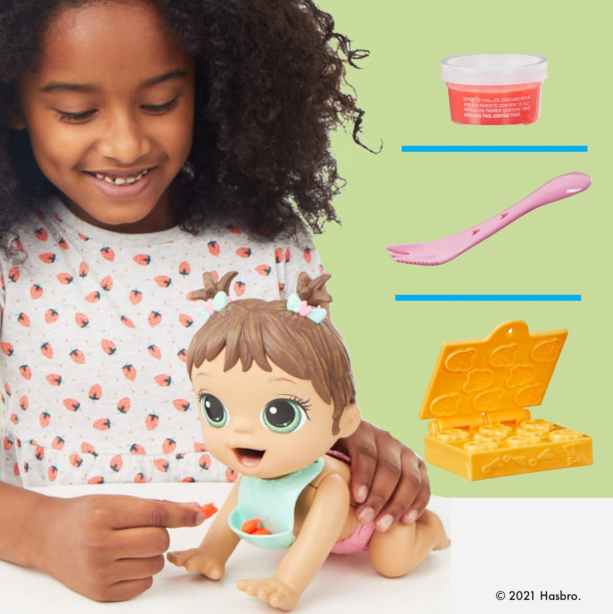 Baby Alive Lil Snacks Doll – Eats and Poops, 8-Inch Snack-Themed Toy for Ages 3+ (Brown Hair)