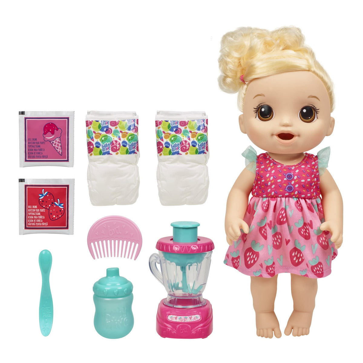 Baby Alive Magical Mixer Baby Doll - Strawberry Shake with Real Toy Blender