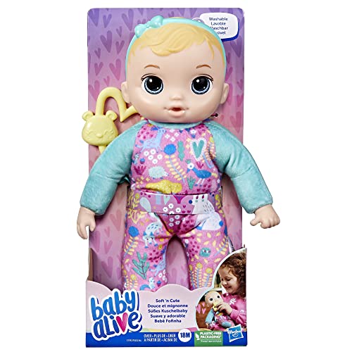 Baby Alive Soft ’n Cute Doll – 11-Inch Soft Baby for Toddlers | Washable & Cuddly