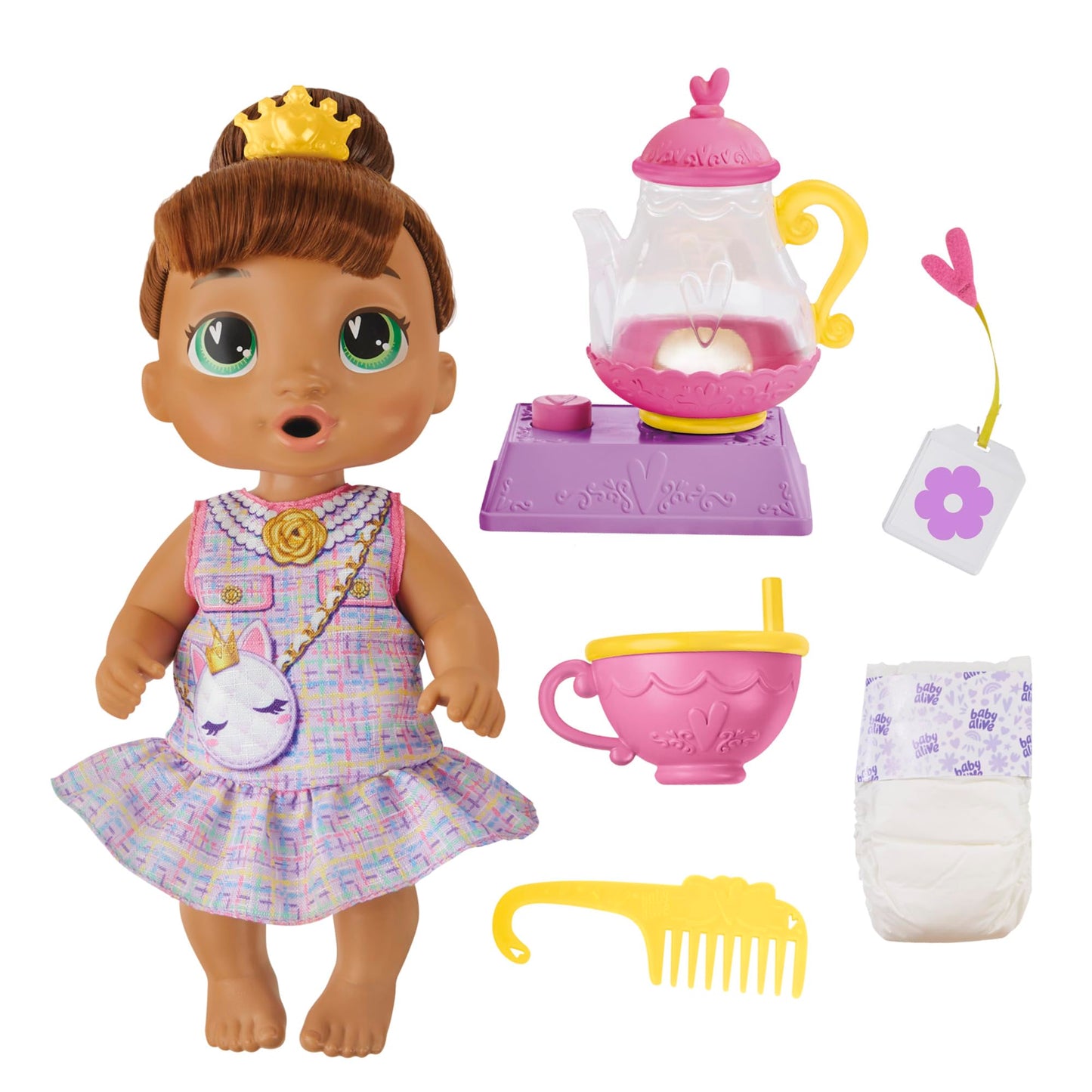Baby Alive Bubbly Tea Party Sophia Sparkle Doll with Teapot Accessories | 11-Inch Playset for 3+
