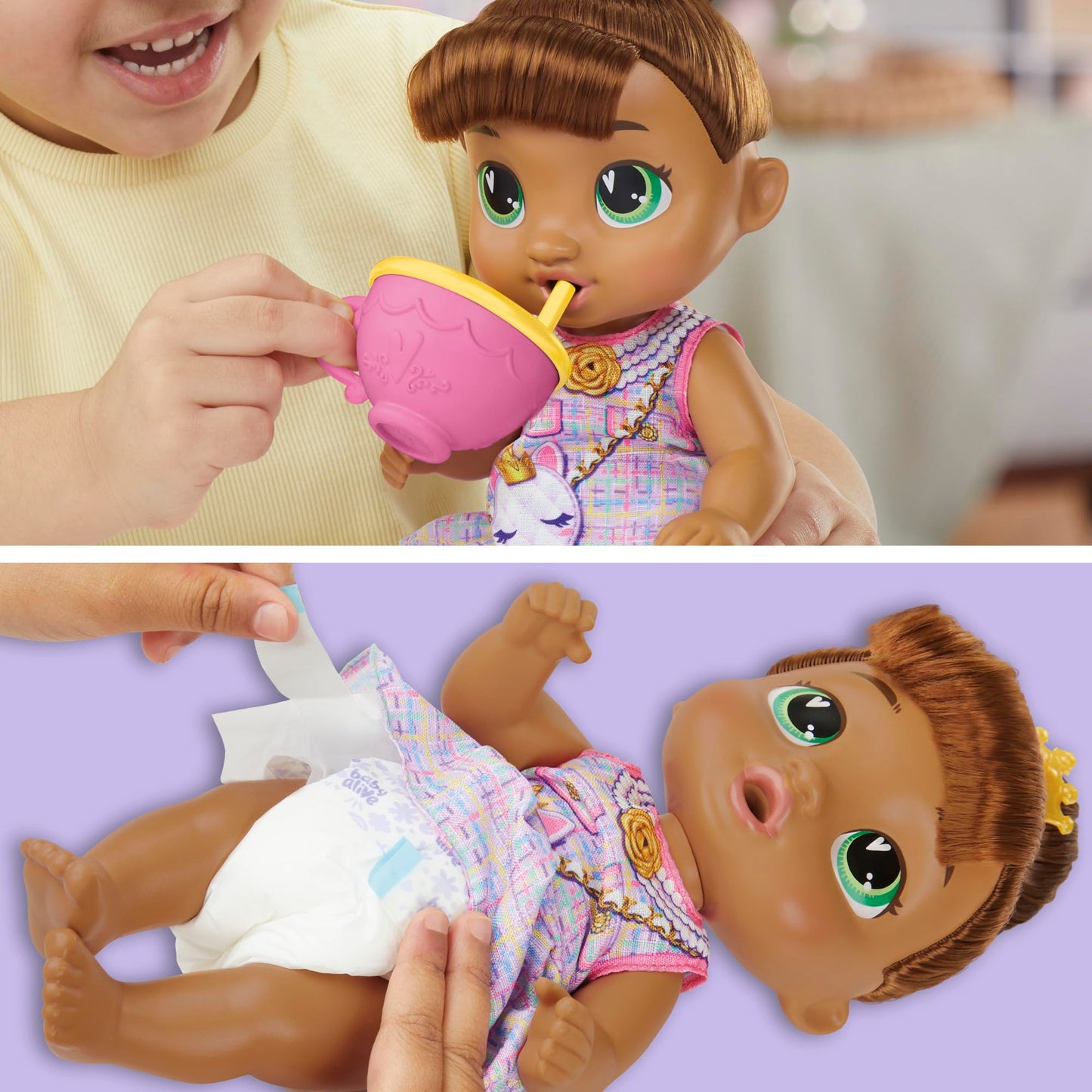 Baby Alive Bubbly Tea Party Sophia Sparkle Doll with Teapot Accessories | 11-Inch Playset for 3+