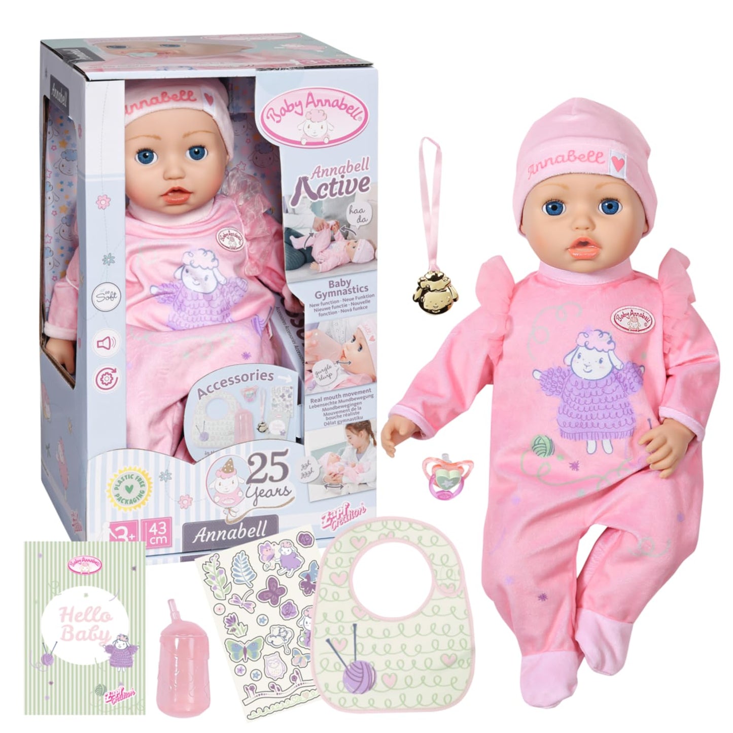 Baby Annabell Active Annabell 43 cm Doll – Realistic Movements, Yoga Play & Sleep Eyes