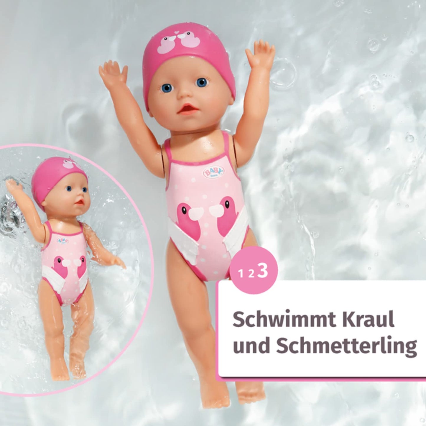 BABY born My First Swim Girl 30 cm Bath Doll – Movable Arms, Water-Ready, Battery-Free