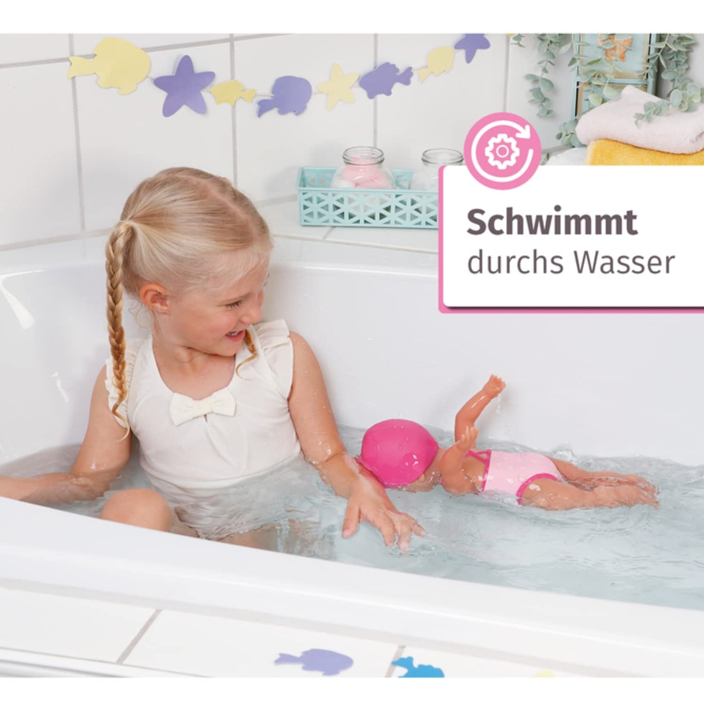 BABY born My First Swim Girl 30 cm Bath Doll – Movable Arms, Water-Ready, Battery-Free