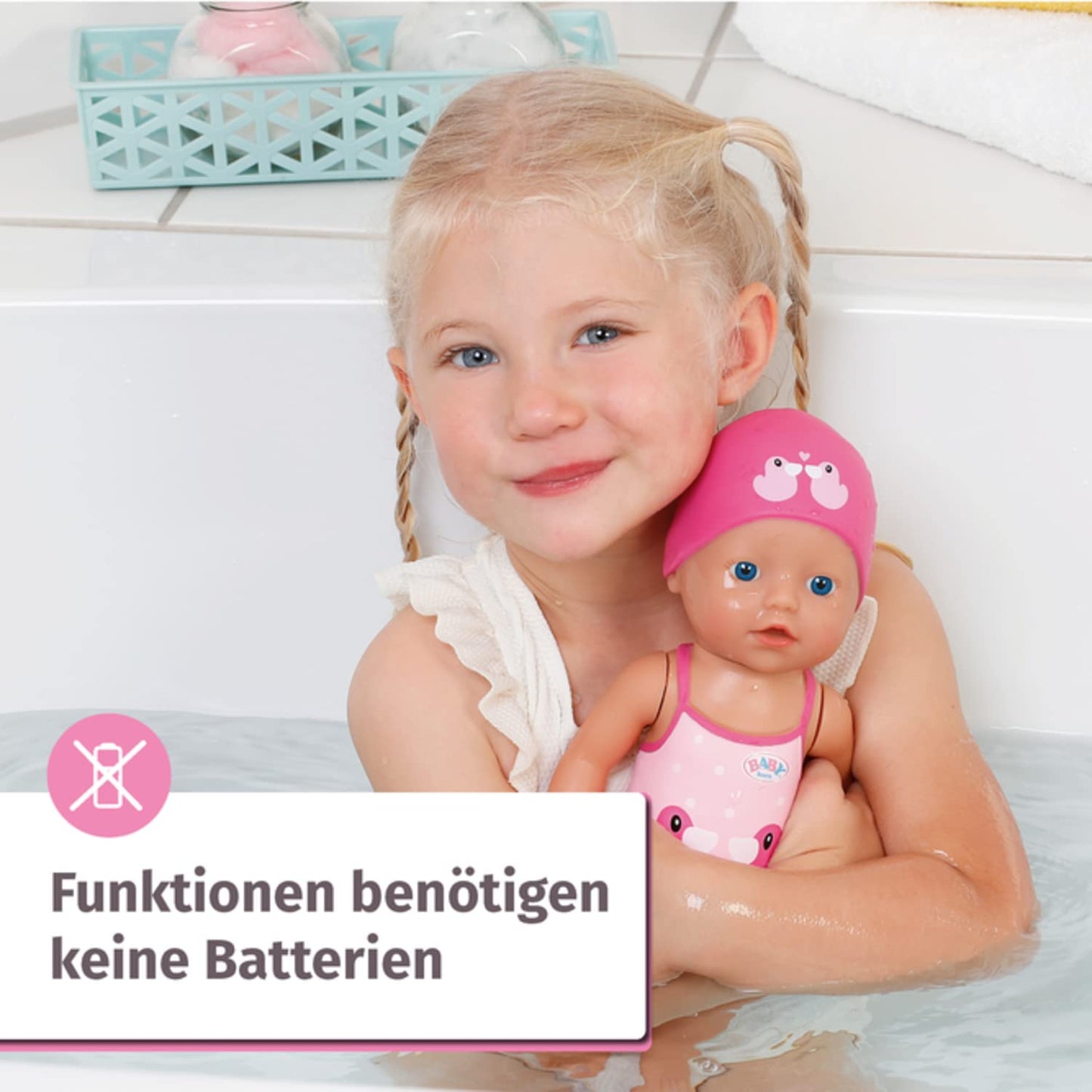 BABY born My First Swim Girl 30 cm Bath Doll – Movable Arms, Water-Ready, Battery-Free