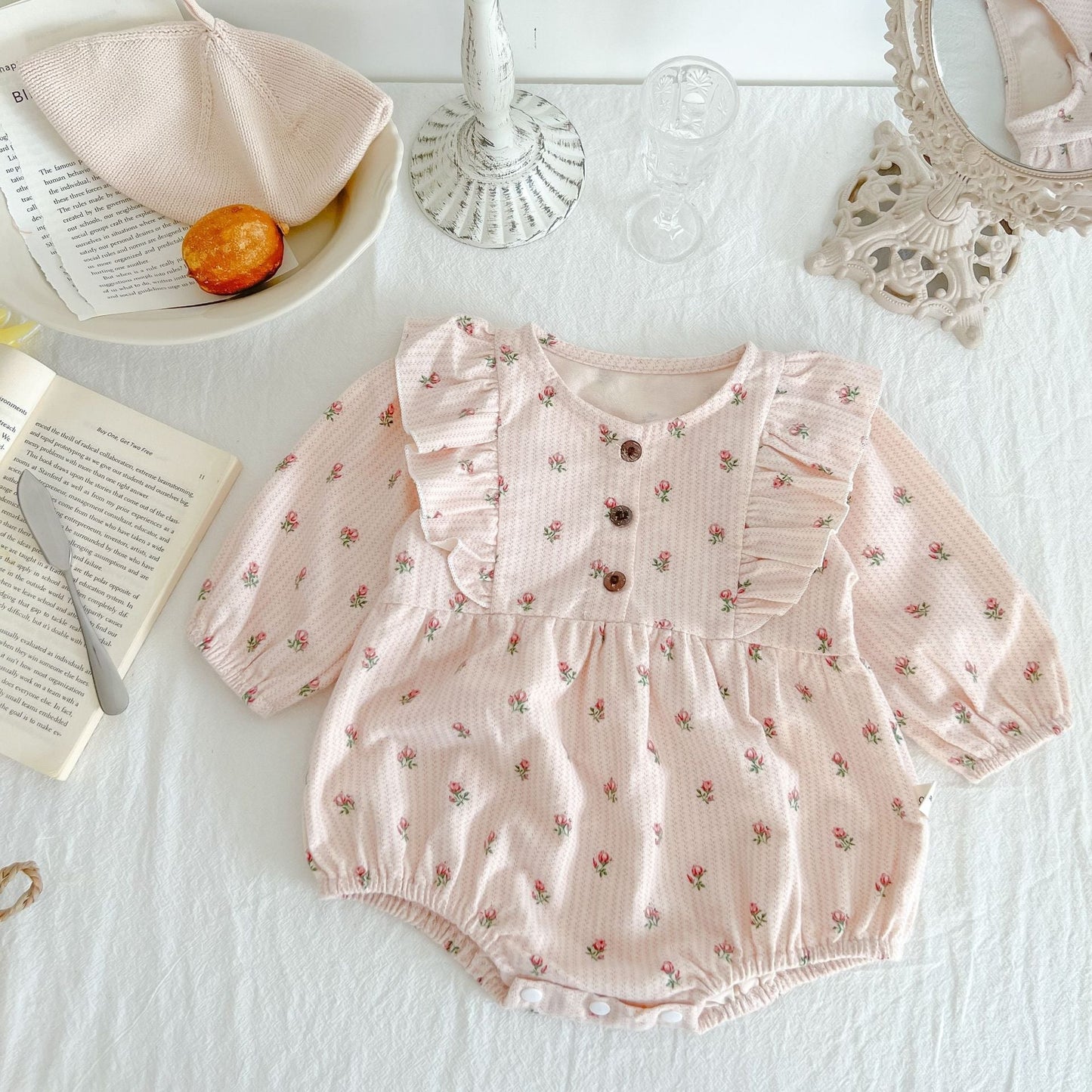 Baby Girls' Floral Long-sleeved Romper