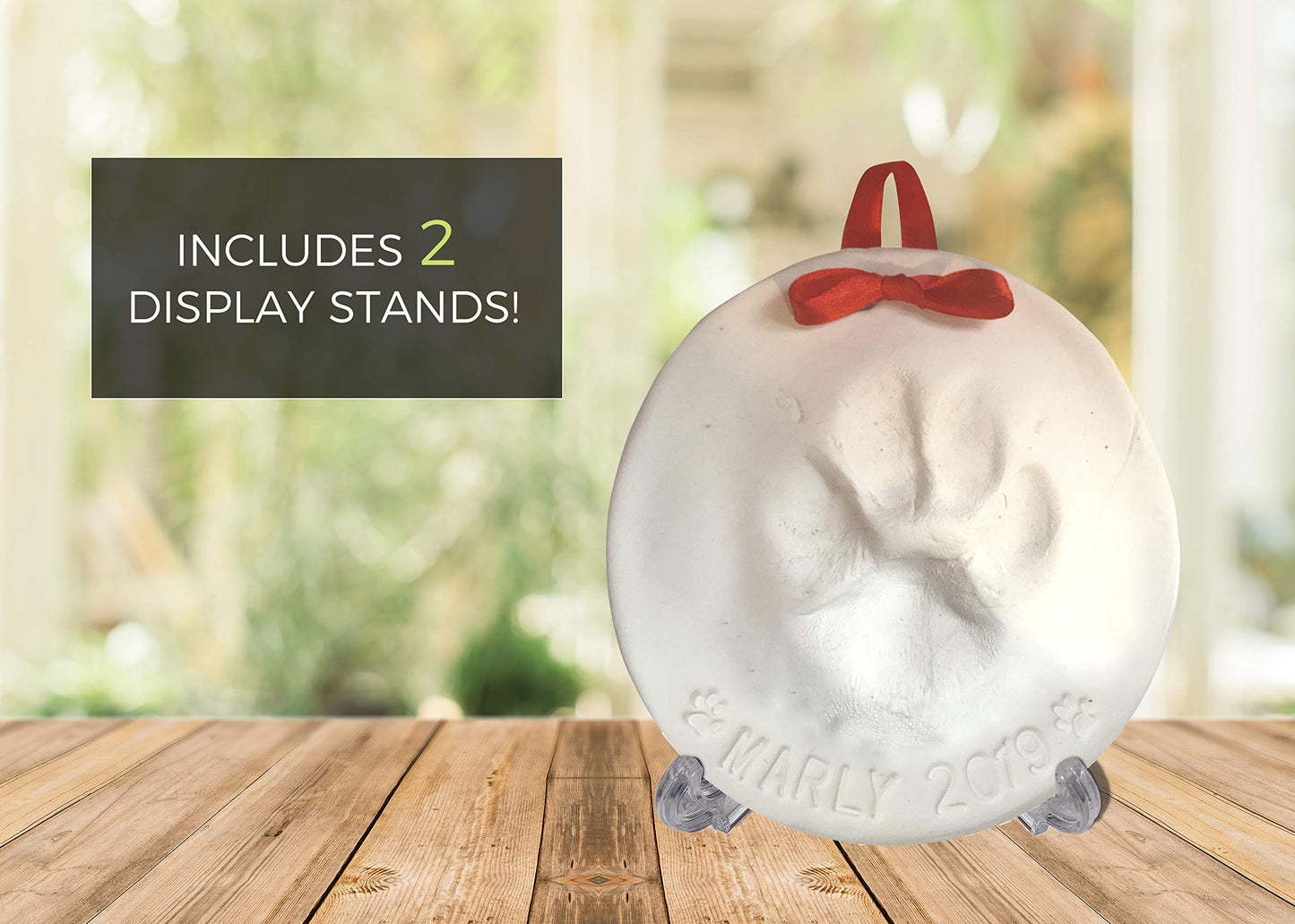Baby Mushroom Ultimate Pawprint Keepsake Kit — Makes 2 Ornaments with Personalization Tool & Stands