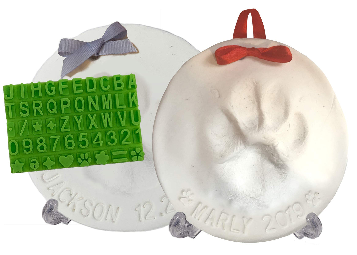 Baby Mushroom Ultimate Pawprint Keepsake Kit — Makes 2 Ornaments with Personalization Tool & Stands